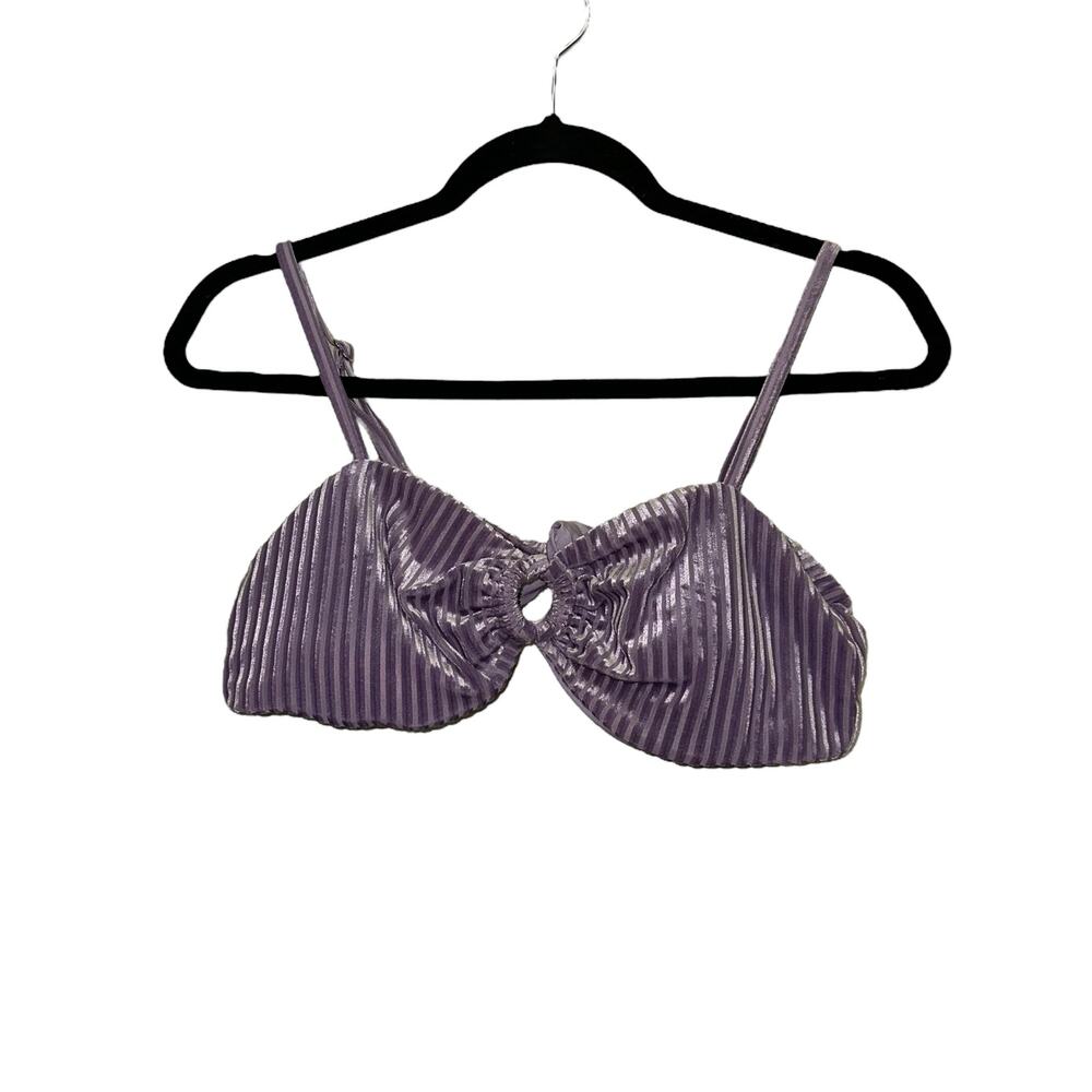 NWT Dippin Daisys Purple Ribbed Velour Corsica Bikini Top
